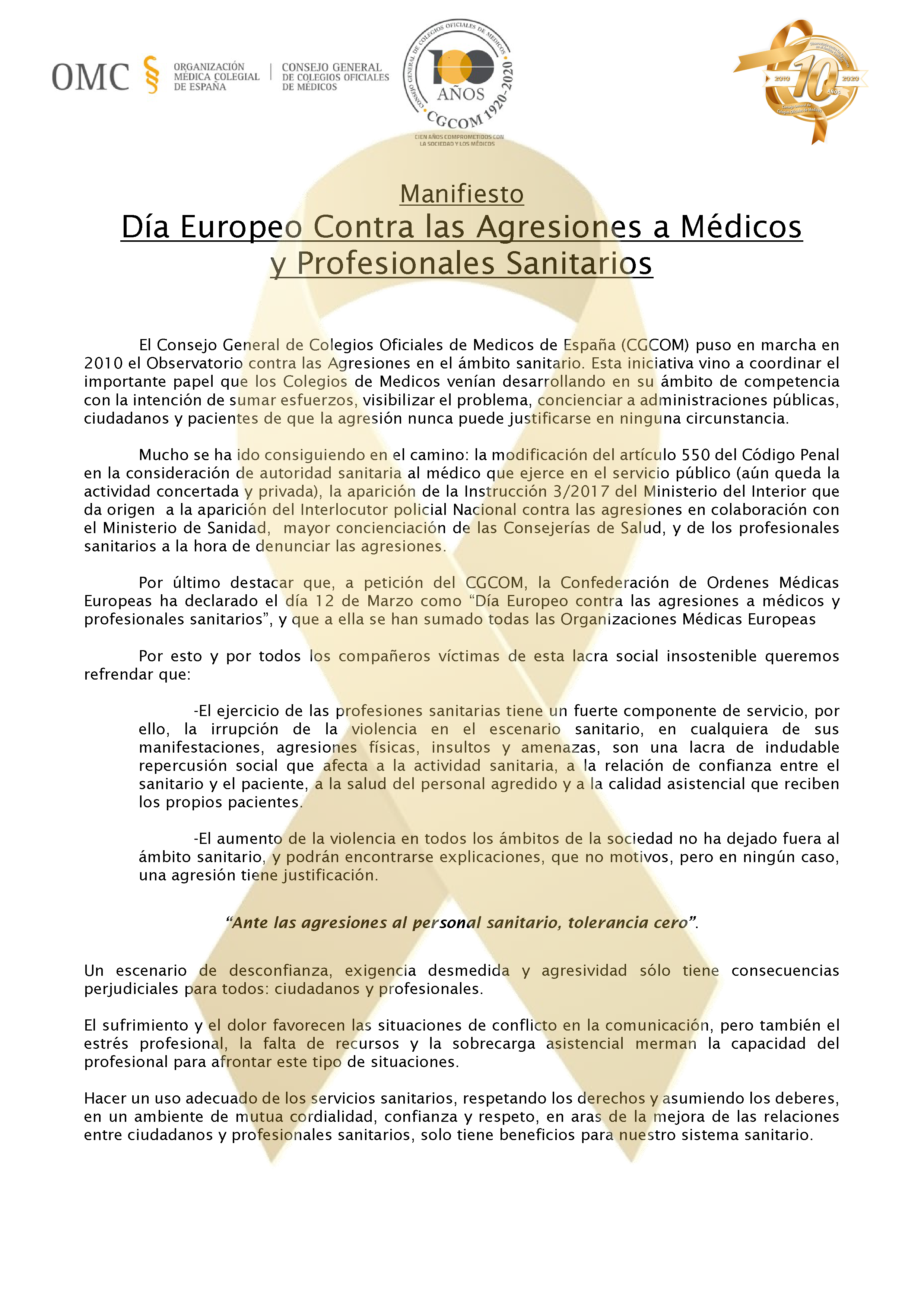 De Marzo D A Europeo Contra Las Agresiones A M Dicos Y