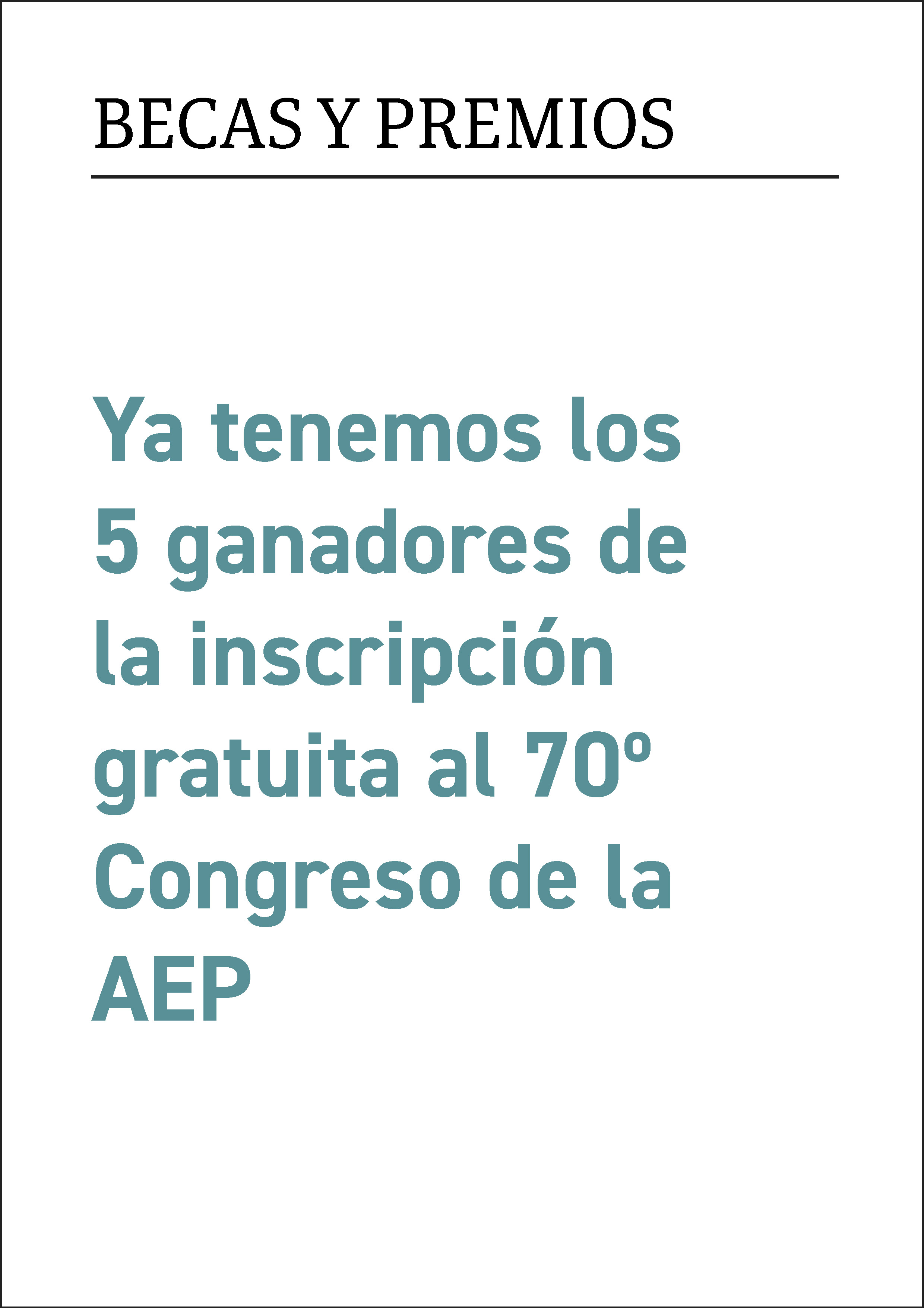 Ganadores del sorteo de 5 inscripciones presenciales gratuitas al 70º